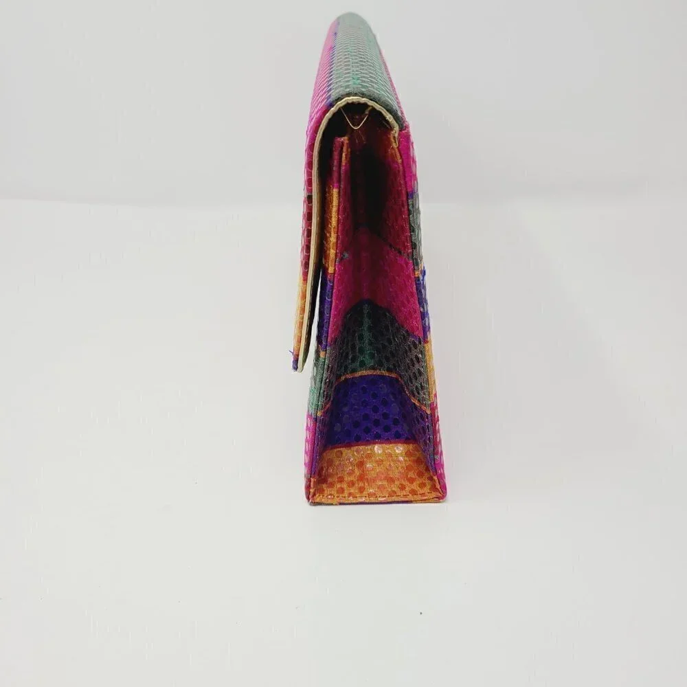 Timothy Hitsman | Vintage Multicolor Large Striped Rectangular Shaped Clutch Bag